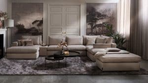 Annabelle corner sofa by Room108 in soft beige fabric