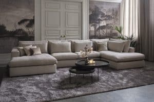 Annabelle corner sofa by Room108 in soft beige fabric