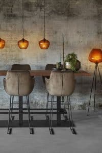 Wooden bar table with gray Barstool Max (81 cm)