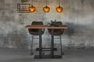 Gray high bar stool Max (81 cm) with sled legs at bar table