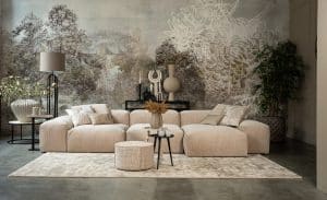 Ribbed sofa with longchair