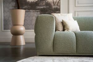 Oriana corner sofa in greenish fabric, available at Room 108