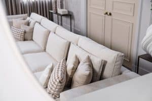 Annabelle corner sofa by Room108 in soft beige fabric